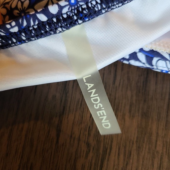 Lands End 2 Piece Tankini Blue and White Floral Size 8 - Picture 5 of 15
